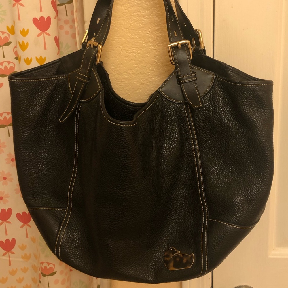 Dooney and Bourke Large Hobo Tote Black Pebbled Leather